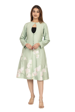 Floral Panel Button-Front Coat