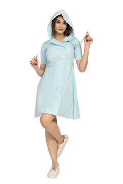 Hooded Button-Front Coat