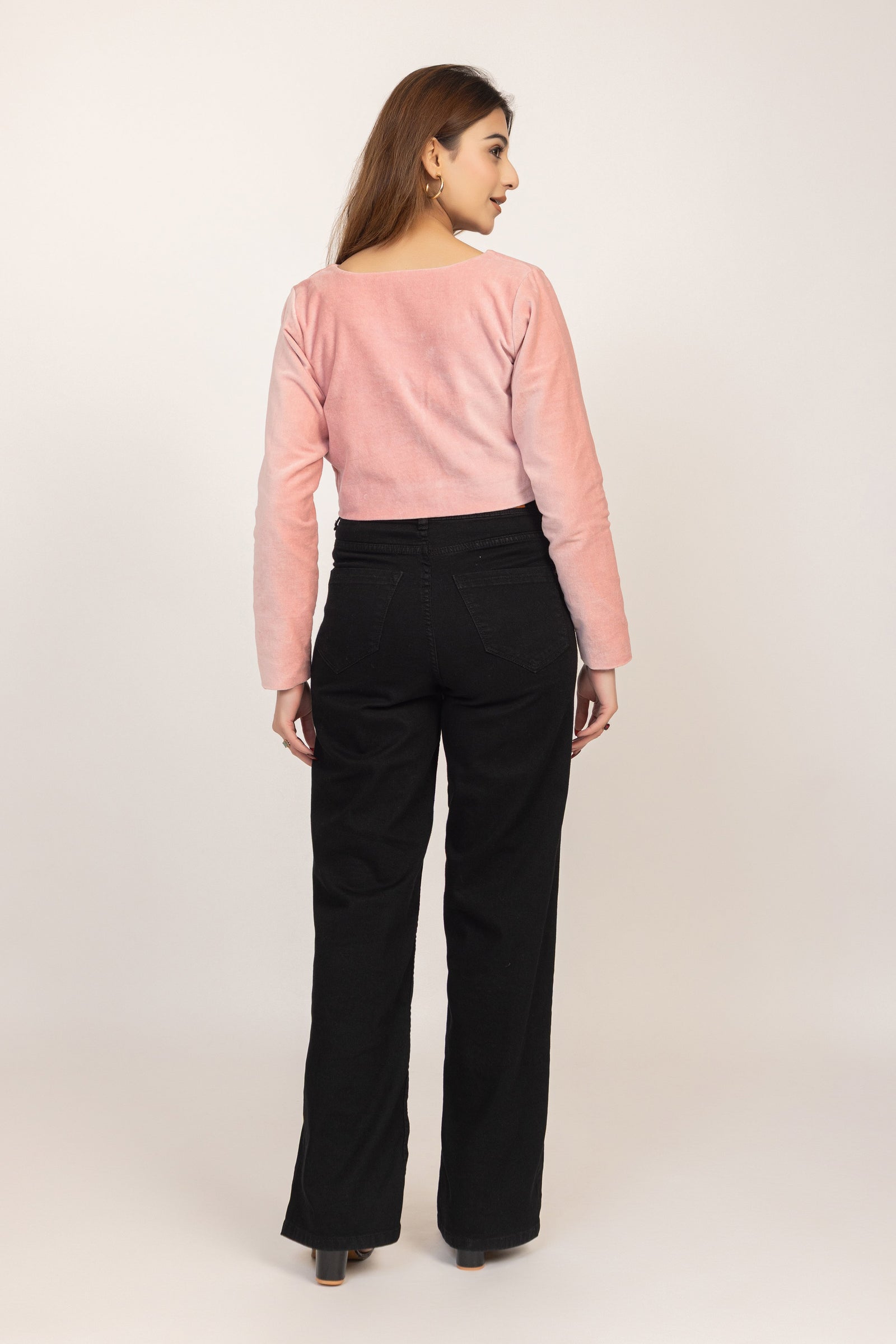 Embroidered Velvet Crop Jacket