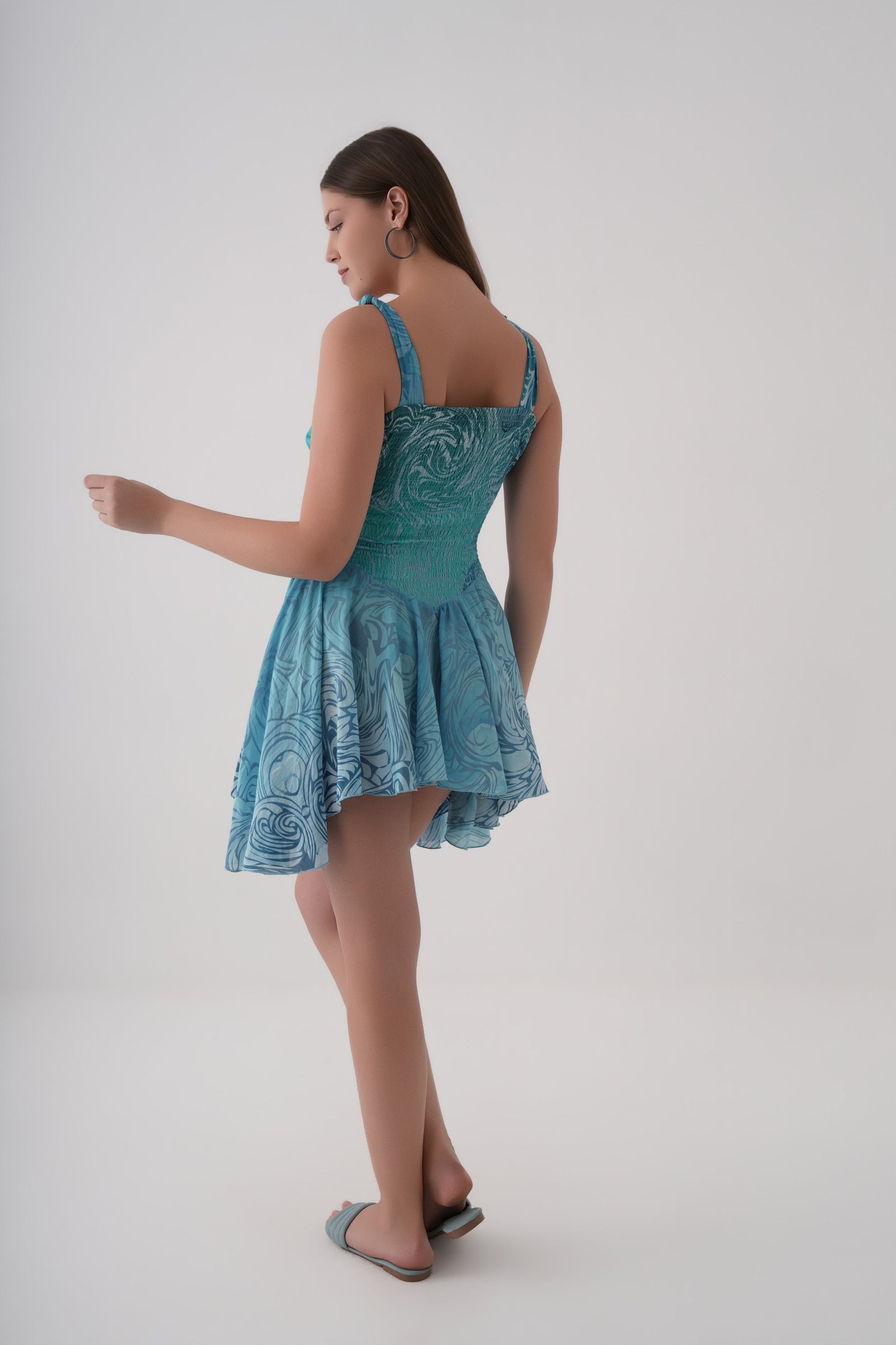 Muai Blue Whirl of Waves Dress
