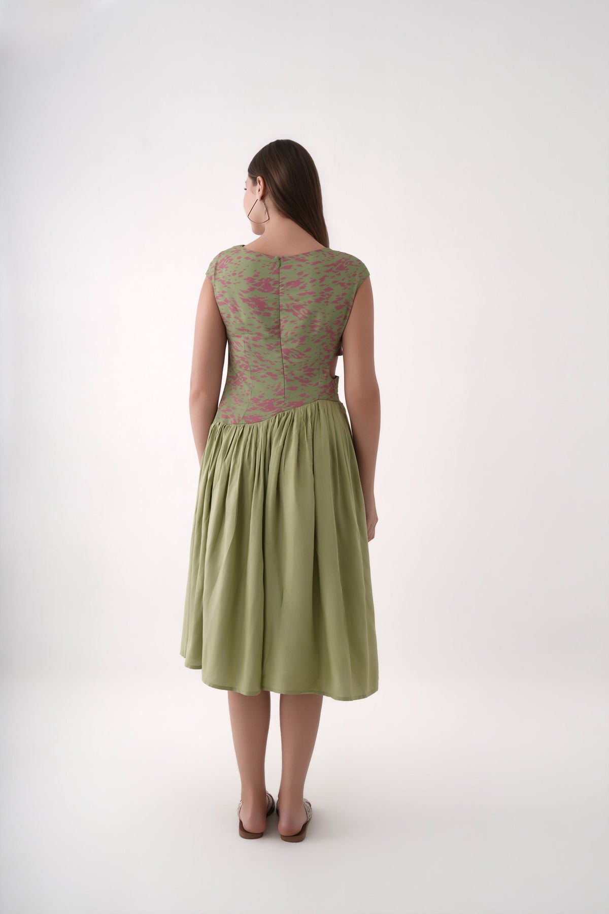 Printed Cut-Out Midi Dress For Women
