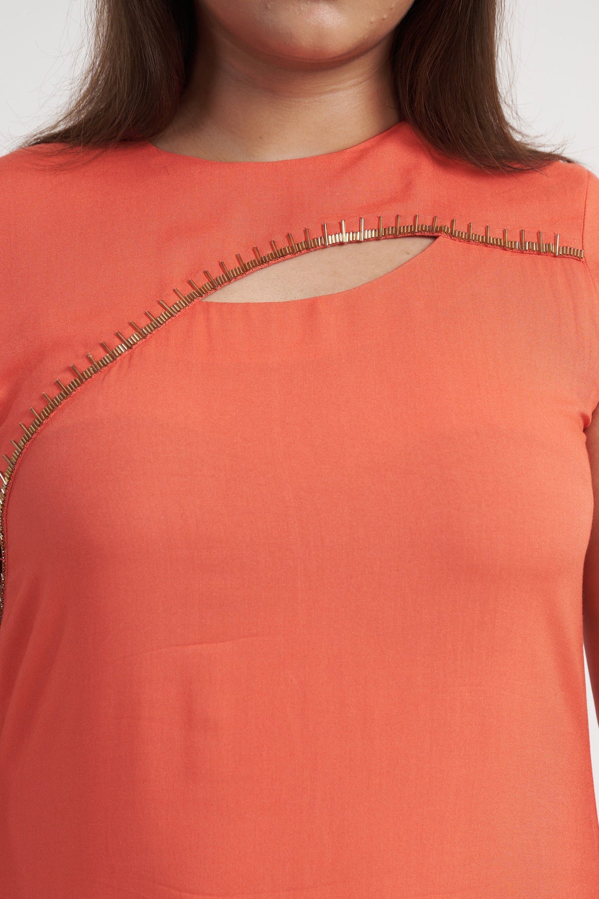 Asymmetrical Panel Maxi Dress in Corel Pink