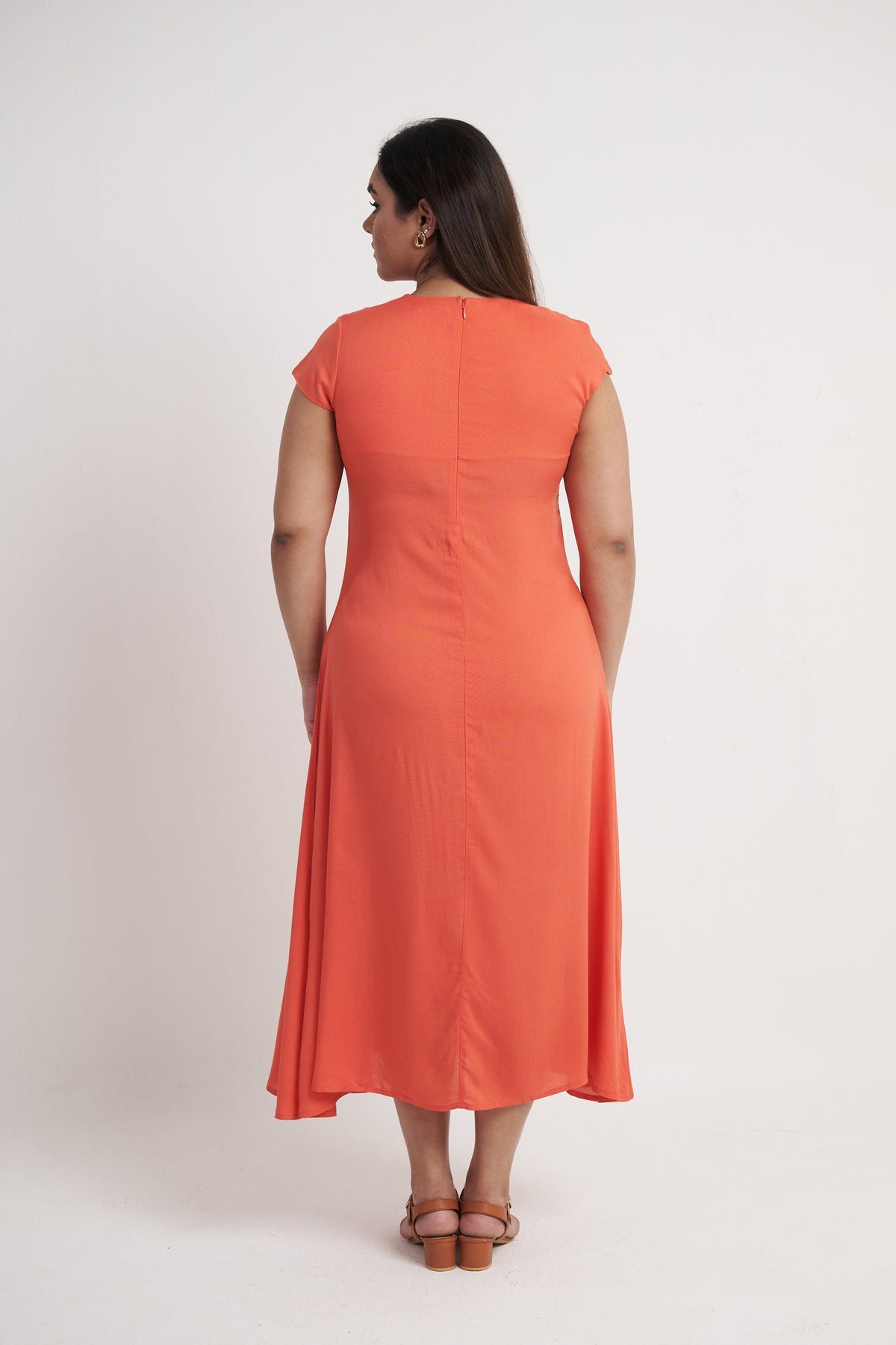 Asymmetrical Panel Maxi Dress in Corel Pink