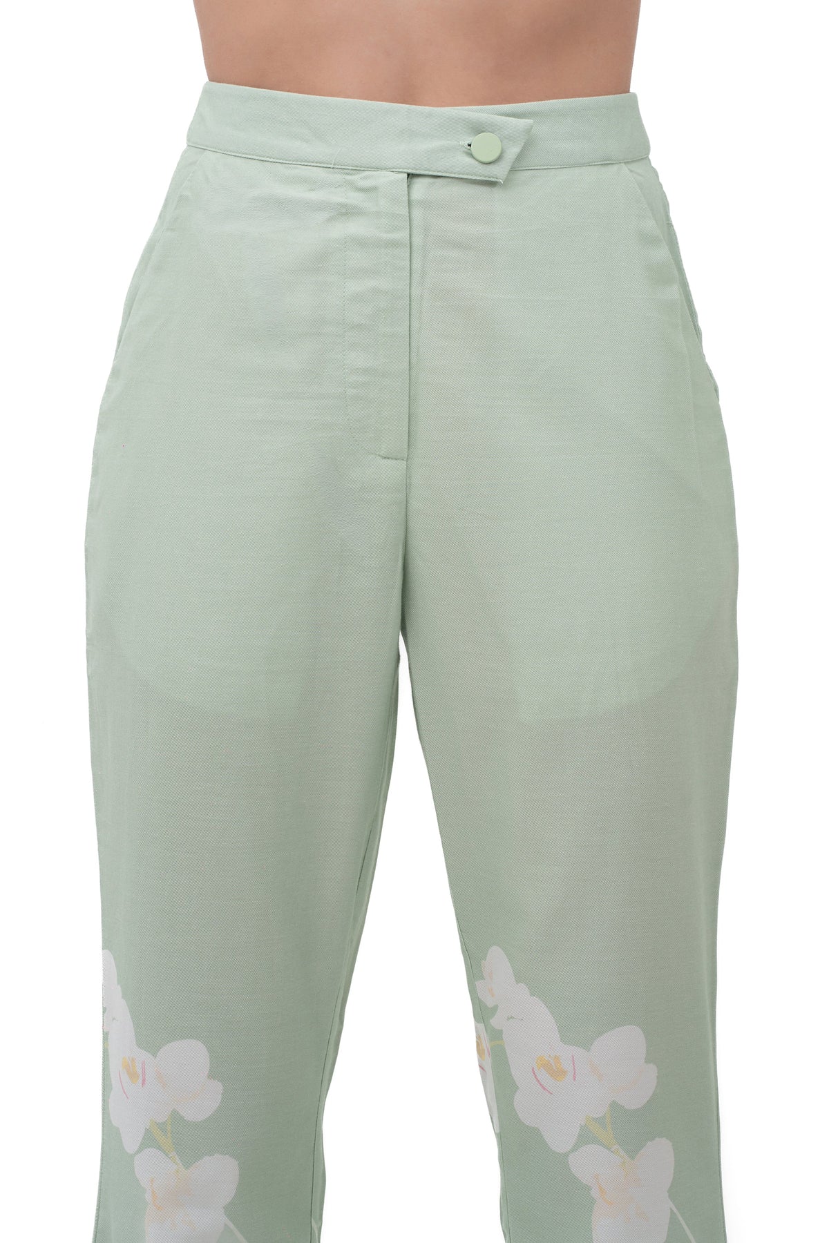 Tailored Bootcut Trousers in Tender Green