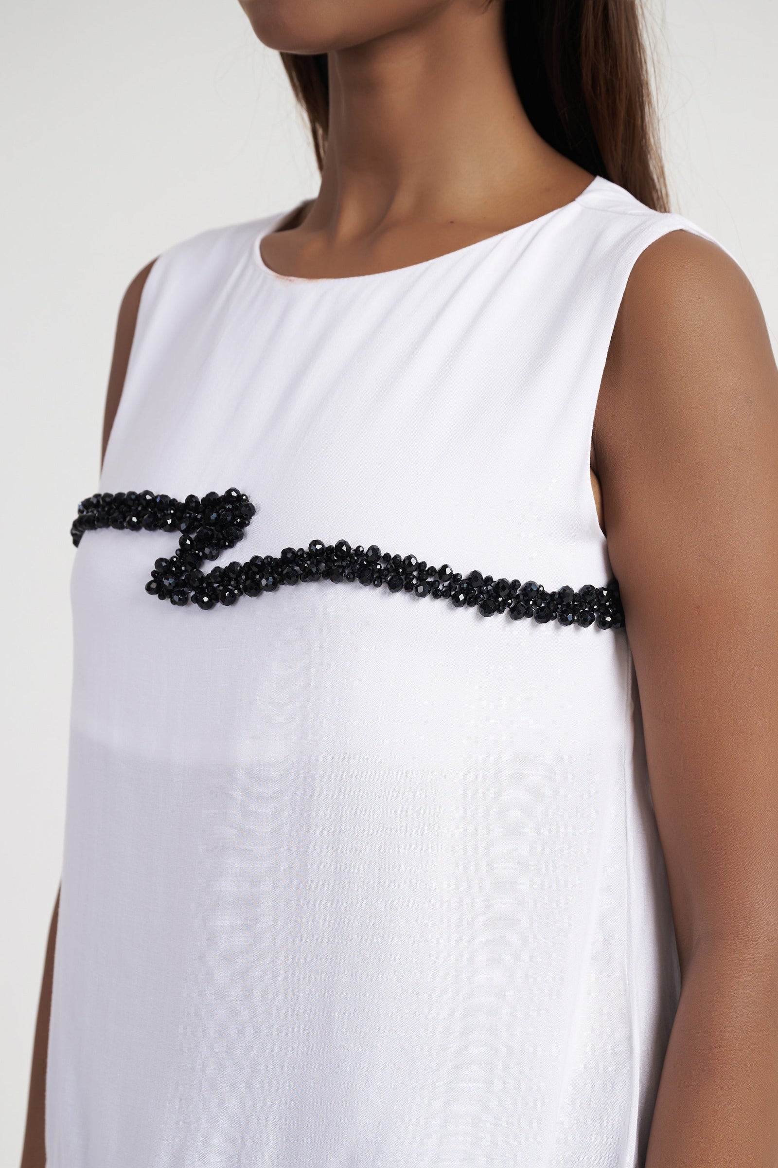 Beaded Embroidered Sleeveless Top