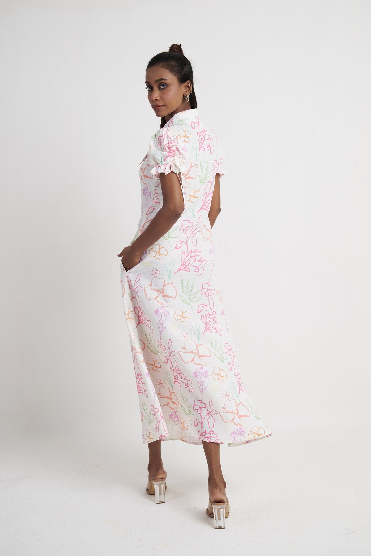 Flora Pleat Midi Dress
