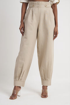 High-Rise Pleated Tapered Trouser