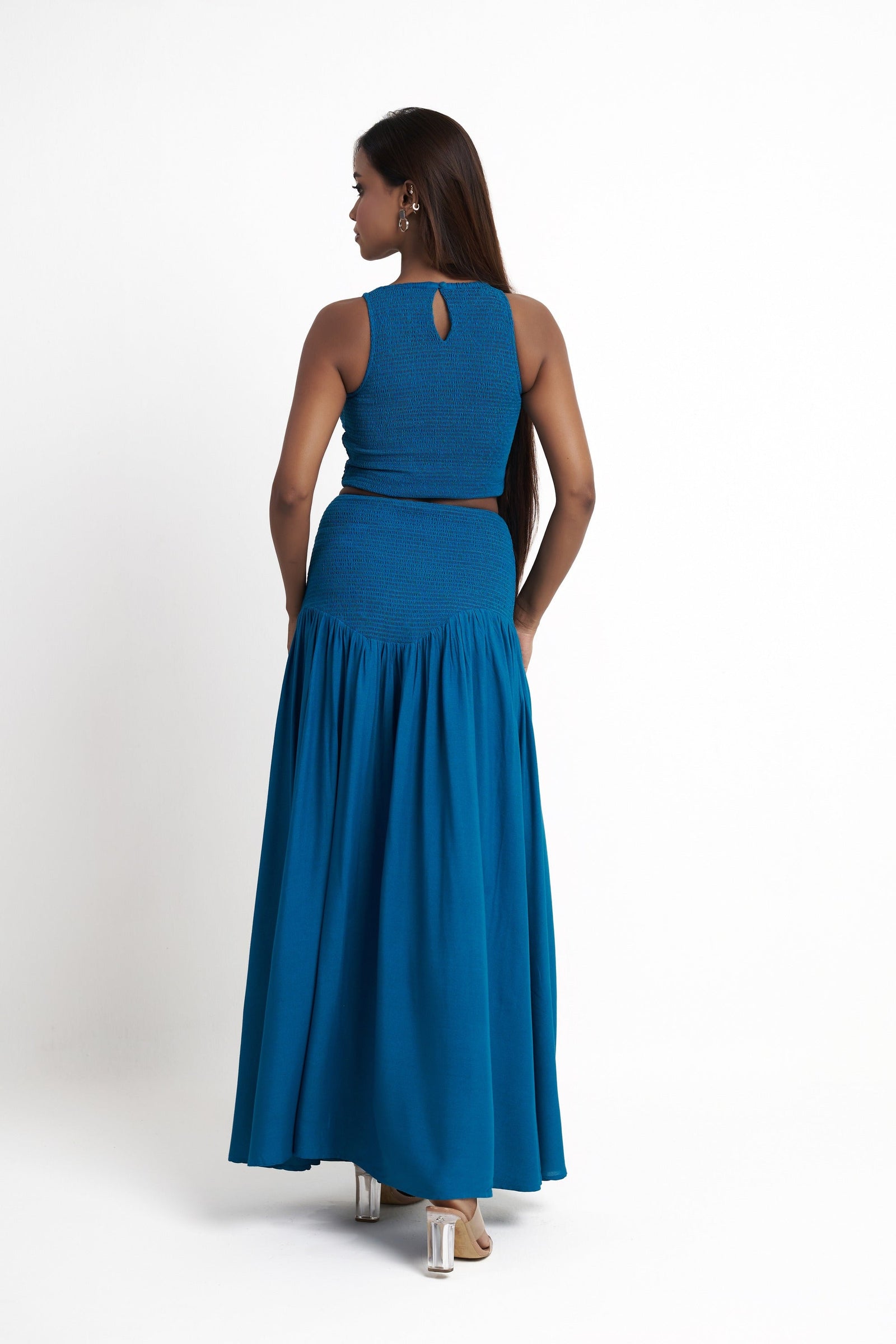 Smocked Crop Top and Maxi Skirt Co-ord Set