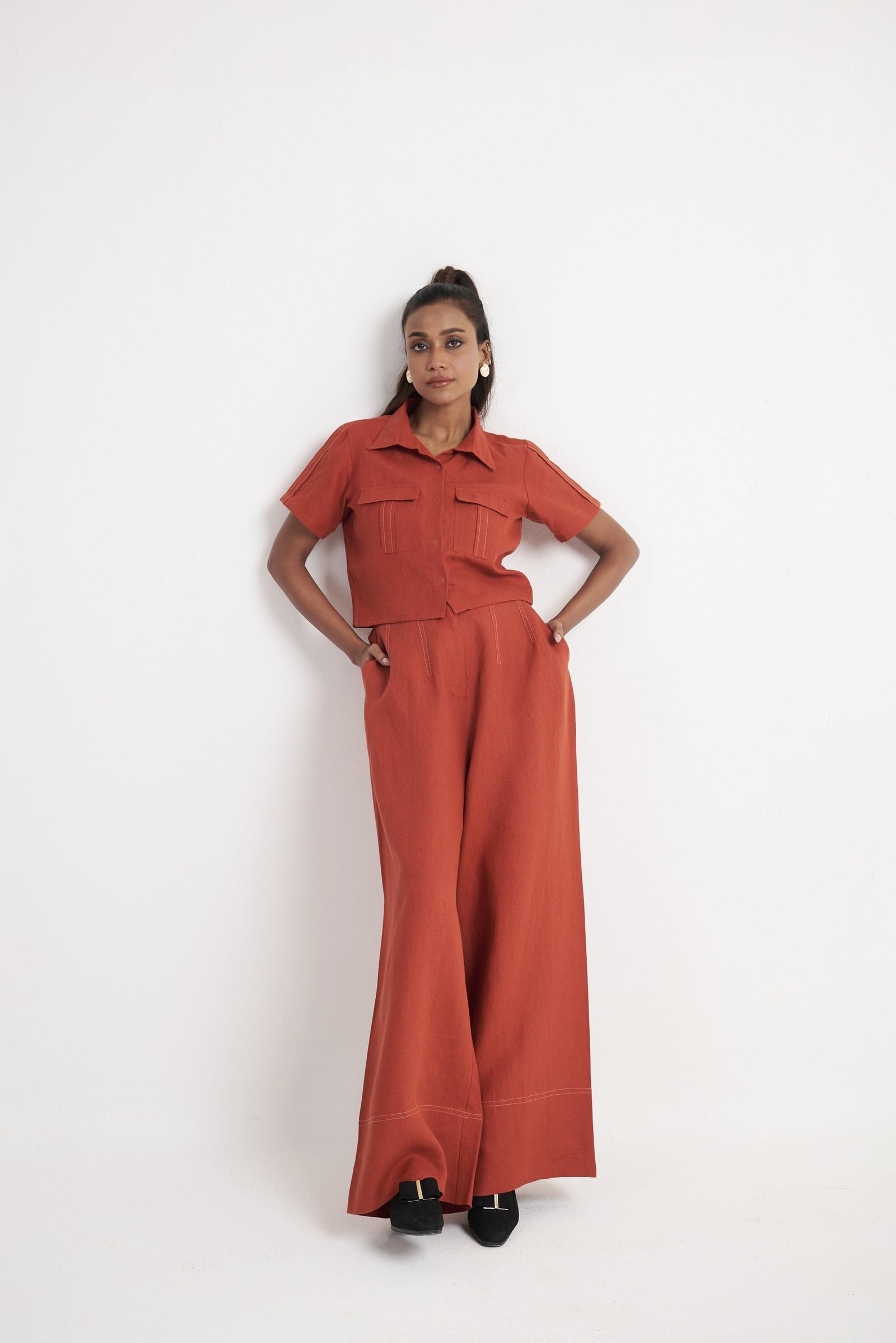 Utility Crop Shirt & Wide Leg Trouser Co-ord Set