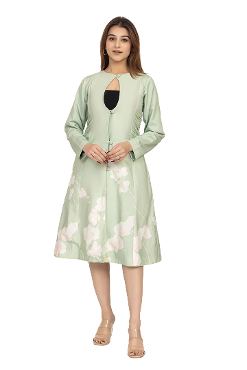 Floral Panel Button-Front Coat