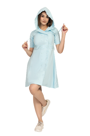 Hooded Button-Front Coat