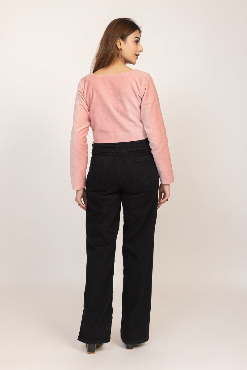 Embroidered Velvet Crop Jacket