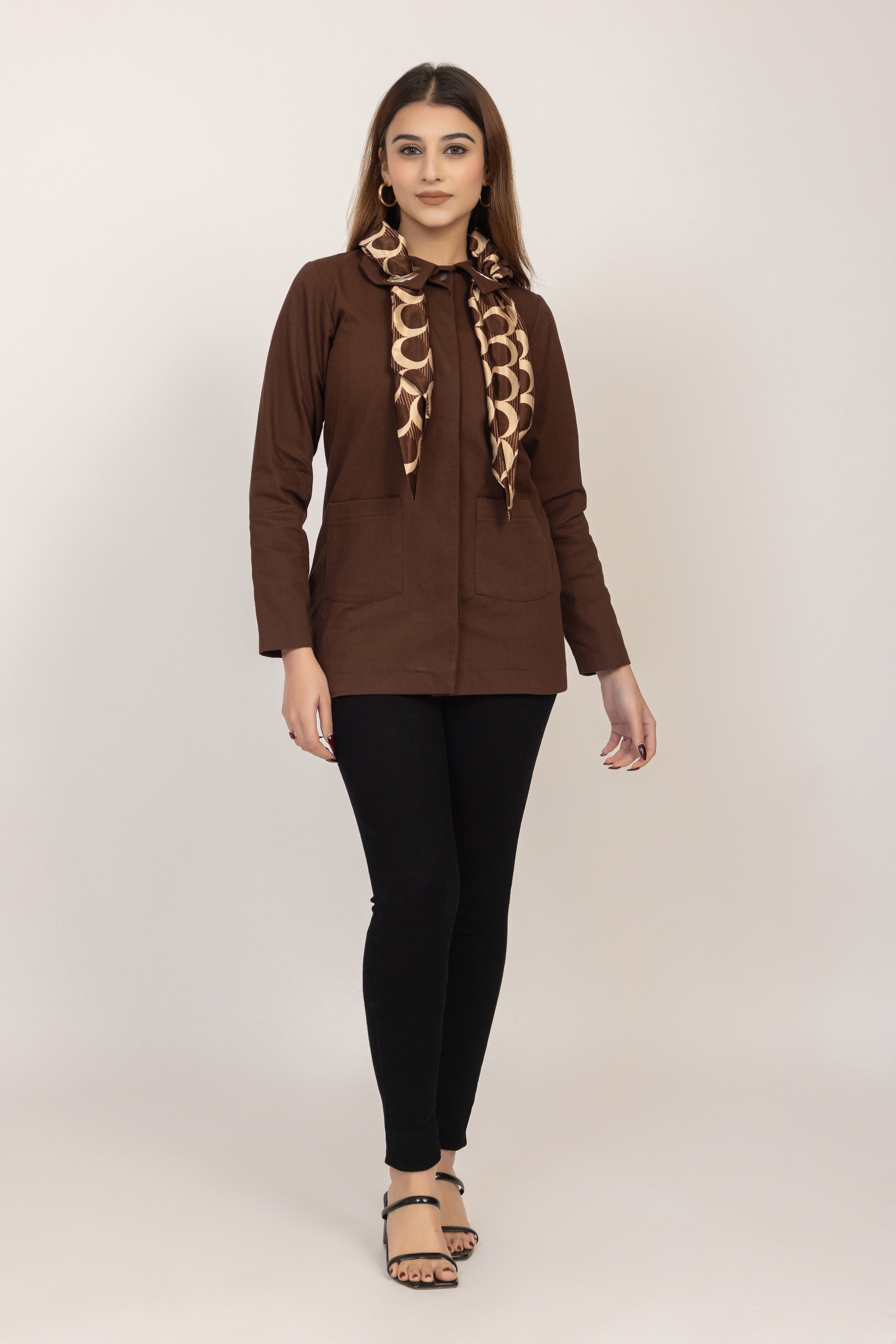 Scarf-Detail Tailored Jacket