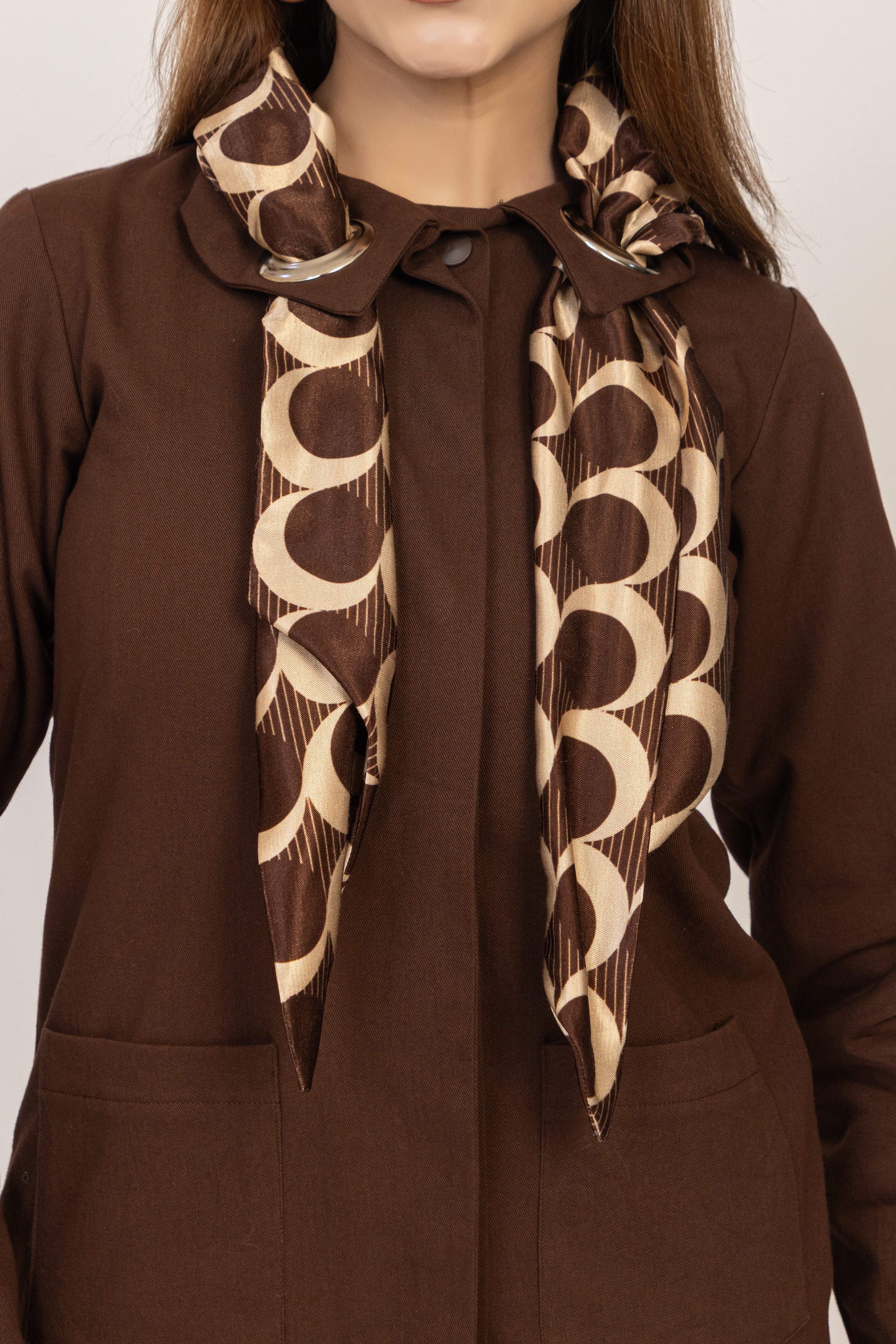 Scarf-Detail Tailored Jacket