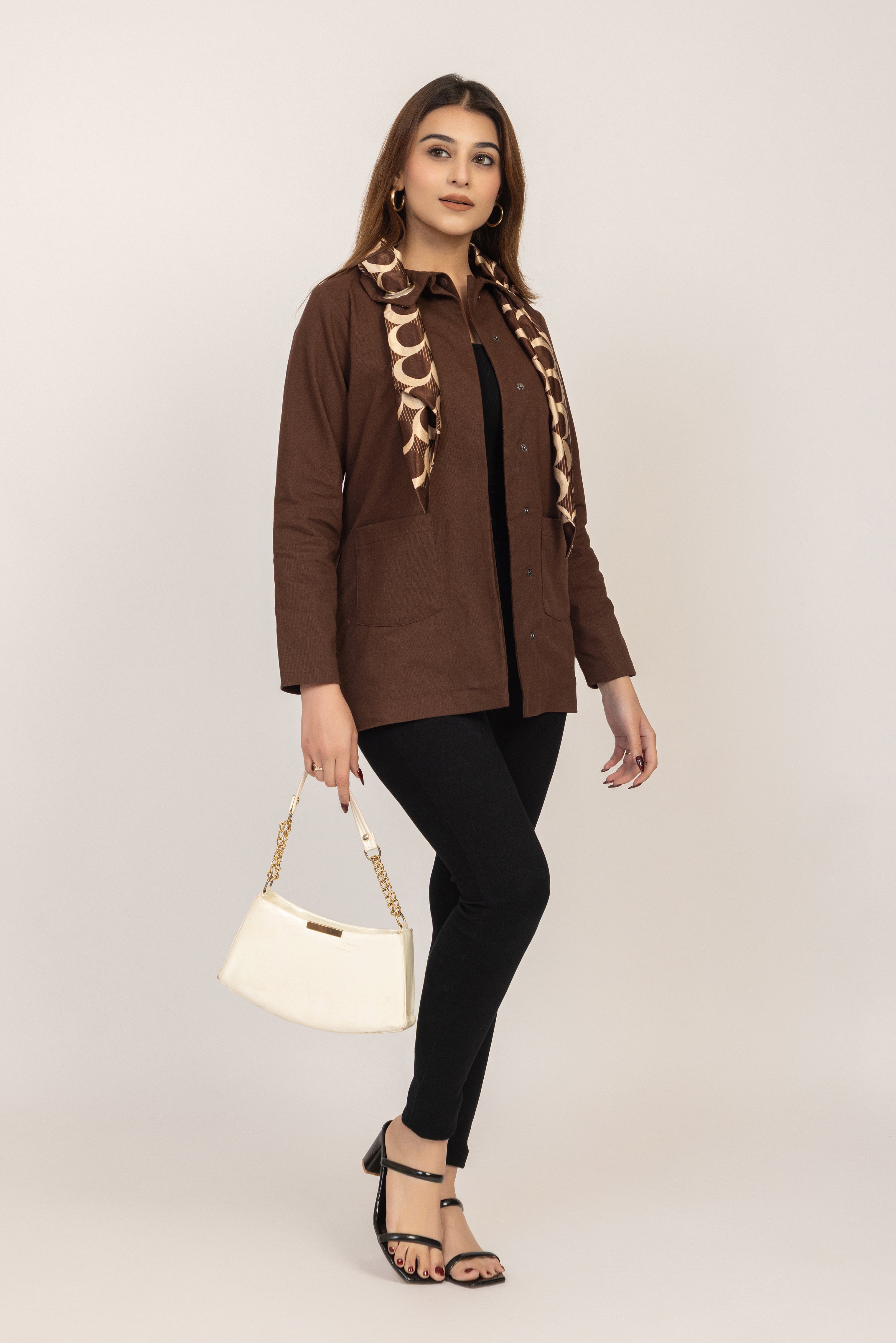 Scarf-Detail Tailored Jacket