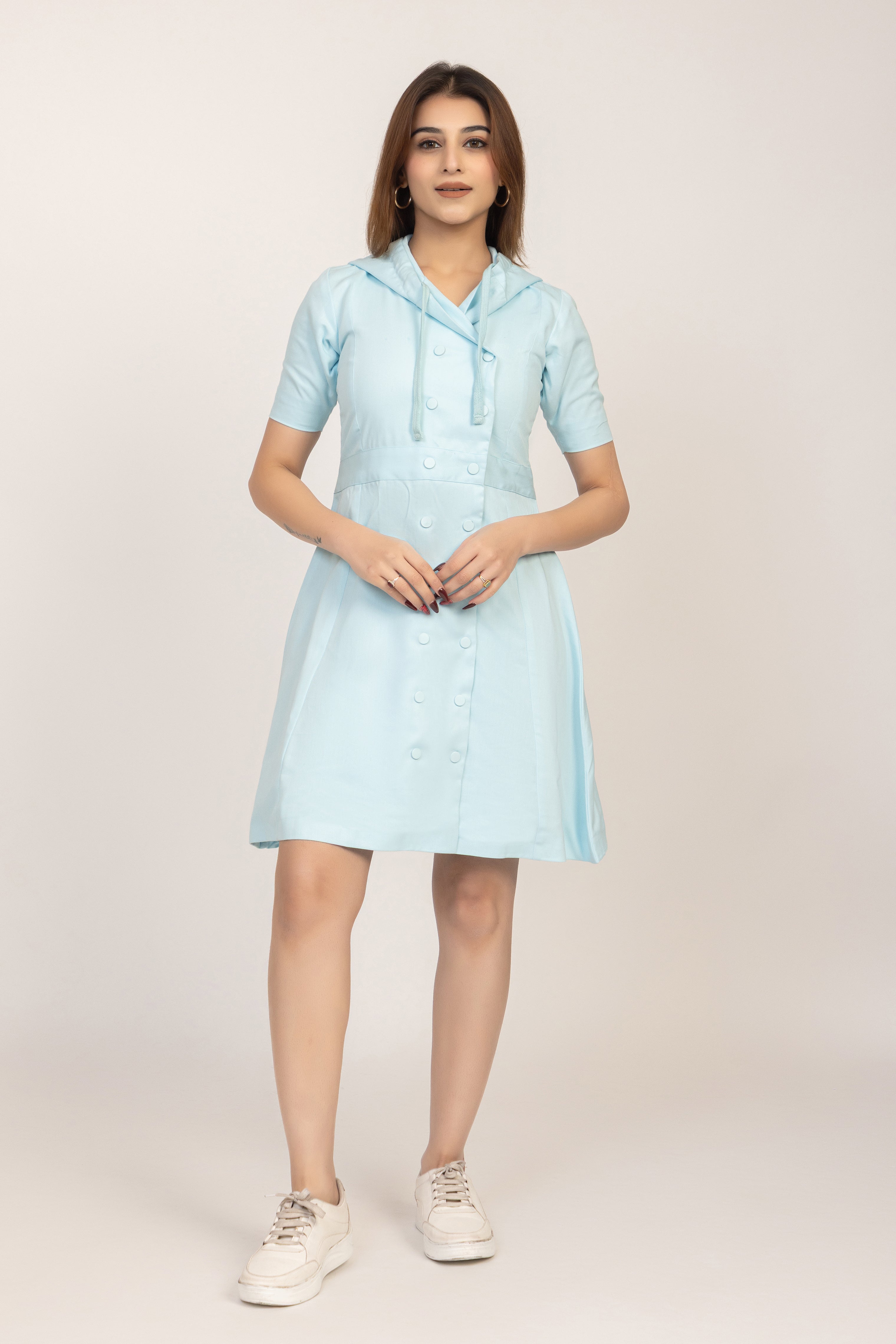 Hooded Button-Front Coat