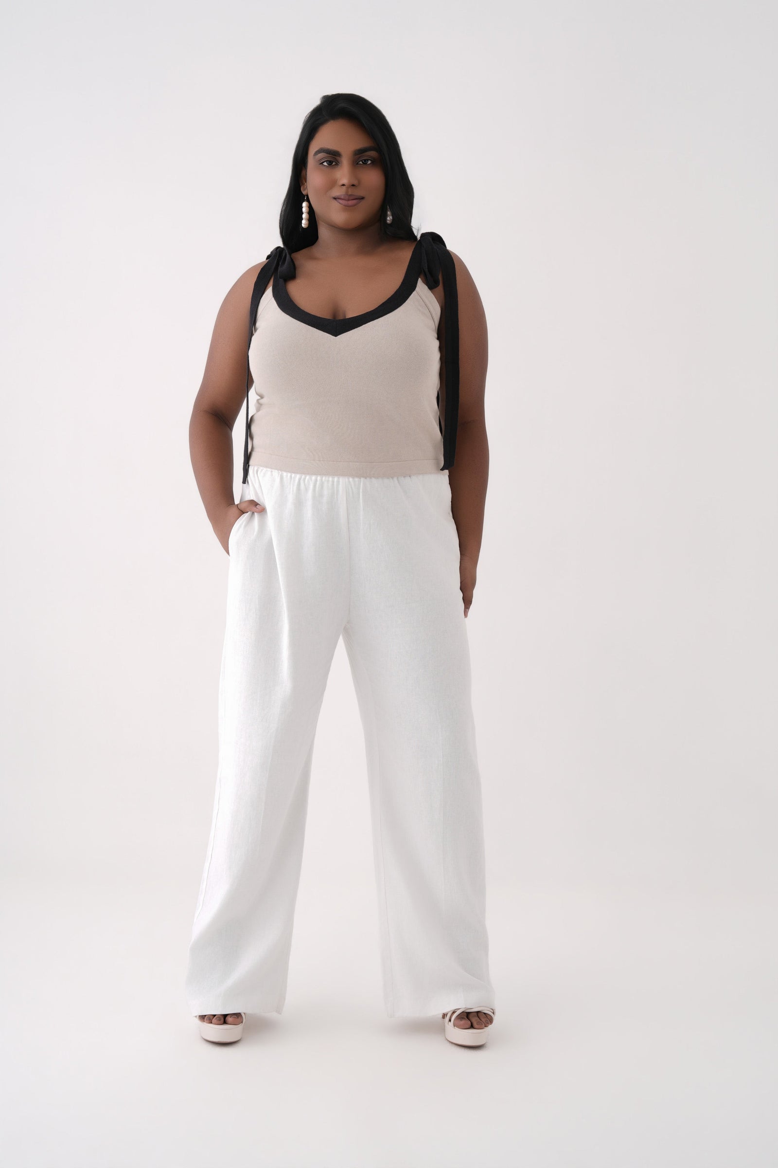 turtle dove v neck tie up strap knitted top