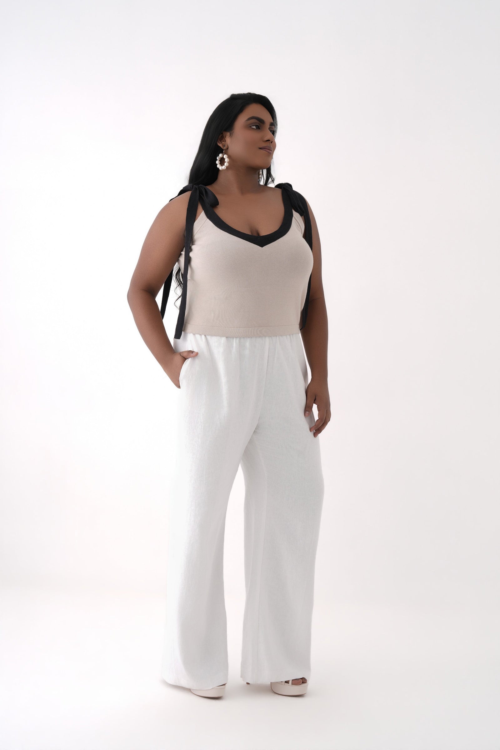 turtle dove v neck tie up strap knitted top
