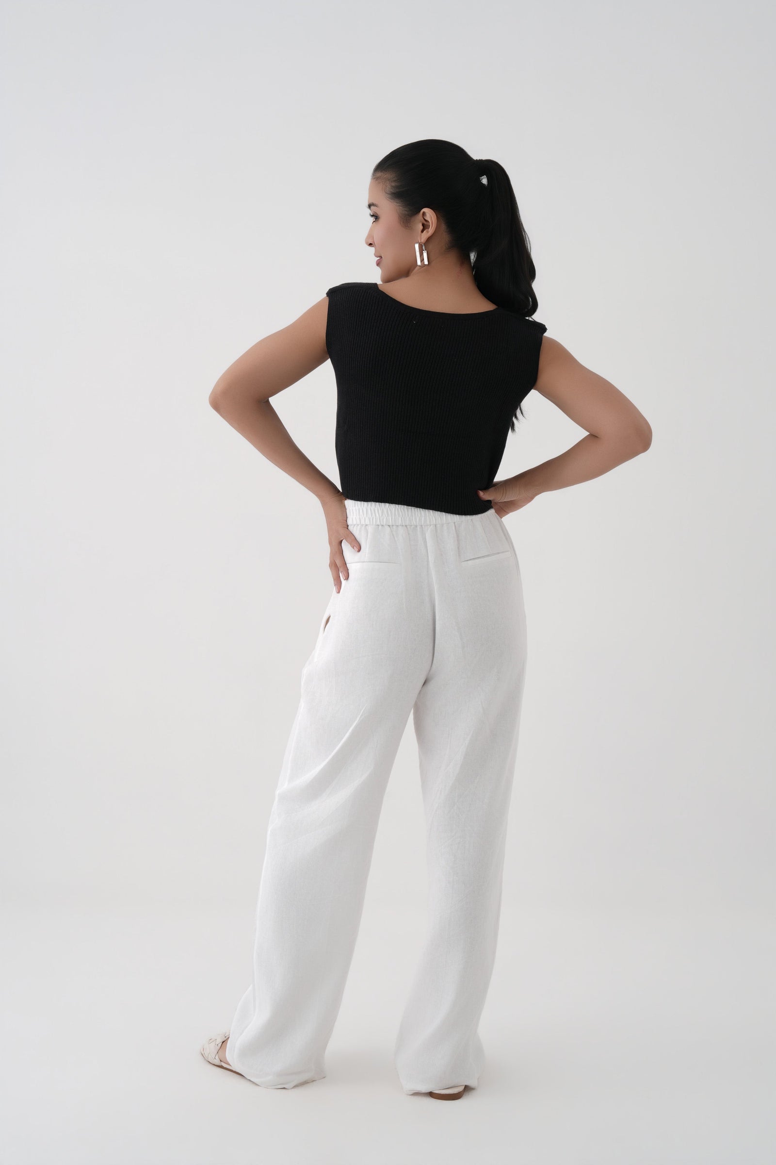 black wide strap ribbed knit corset top