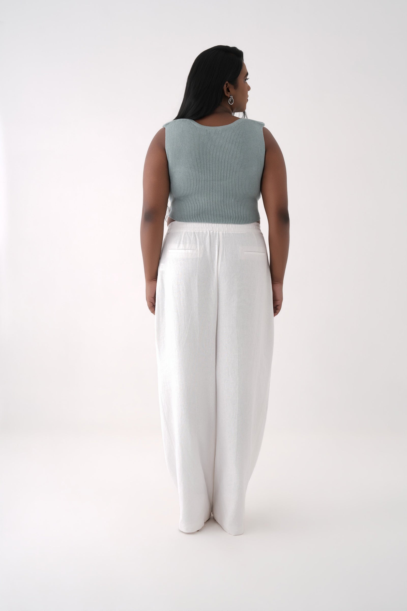 harbor green  wide strap ribbed knit corset top