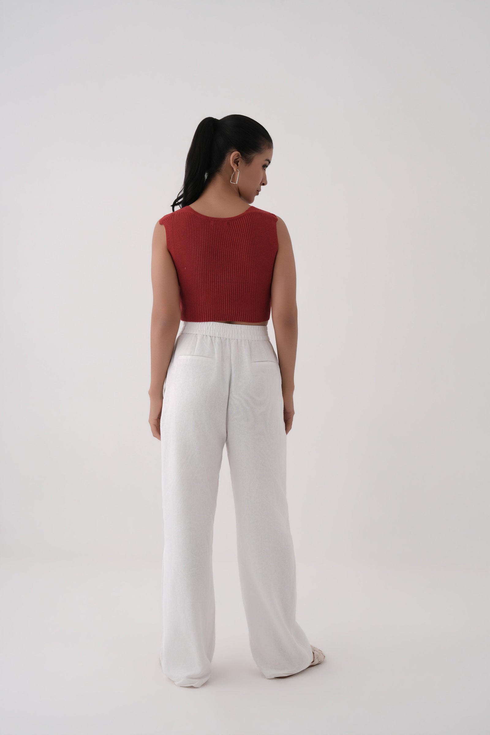 red wide strap ribbed knit corset top