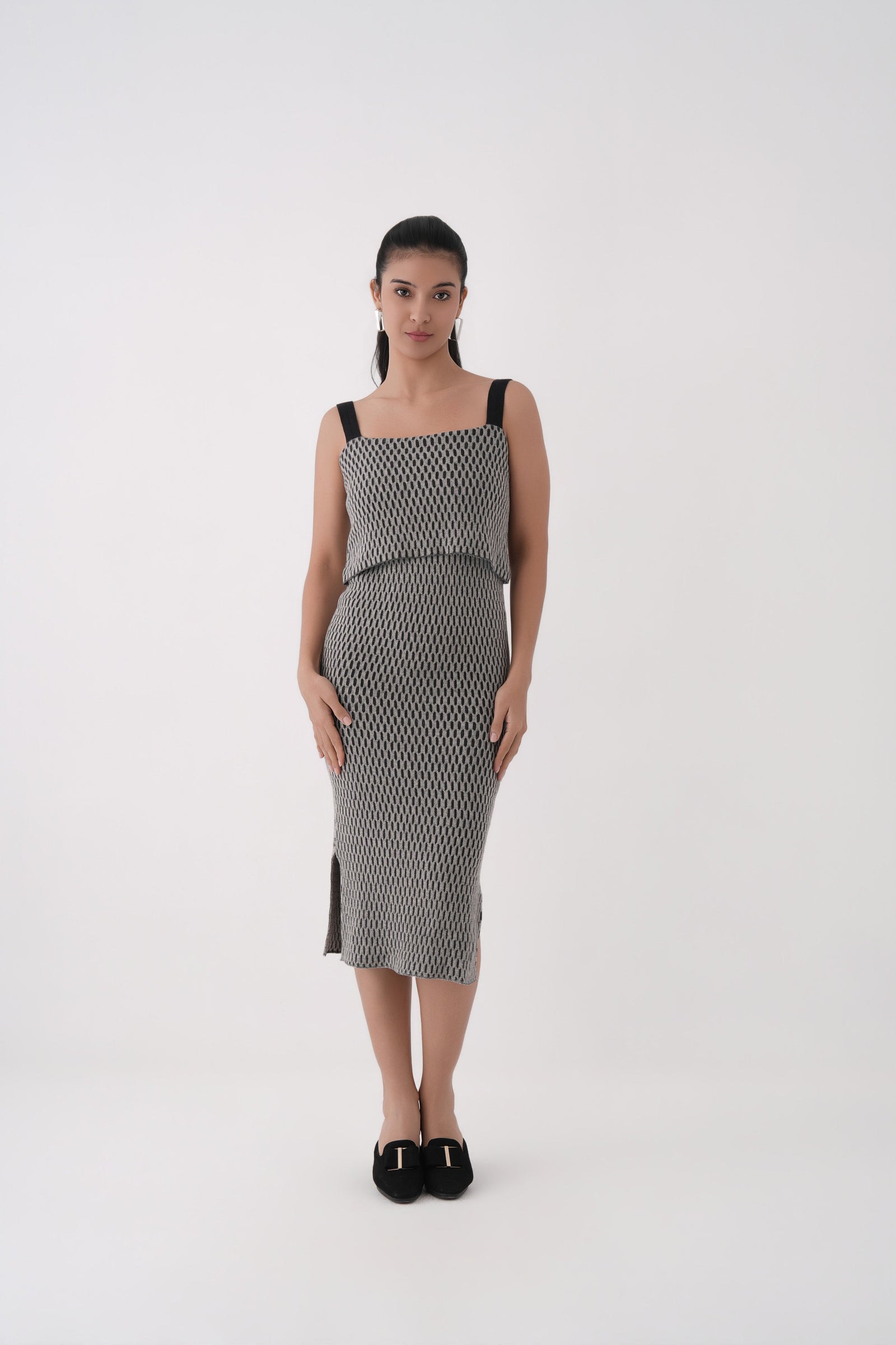 Honeycomb Knit Midi Dress 