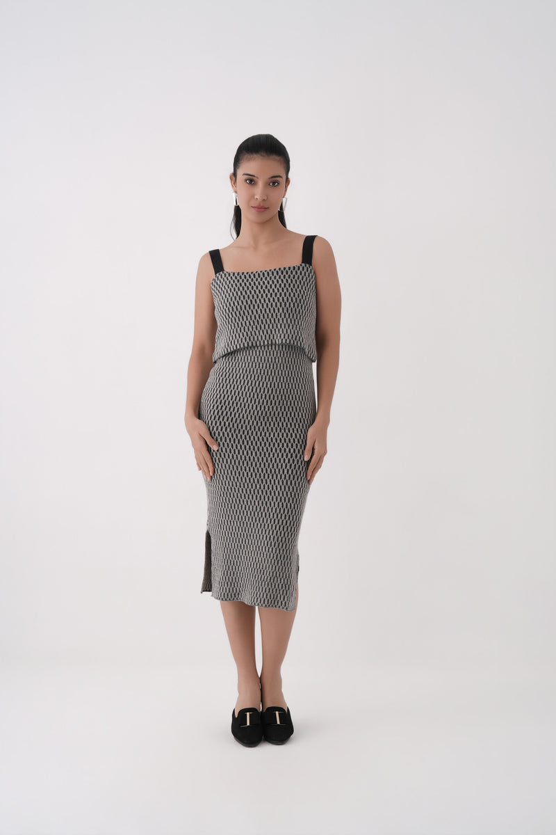 Honeycomb Knit Midi Dress 