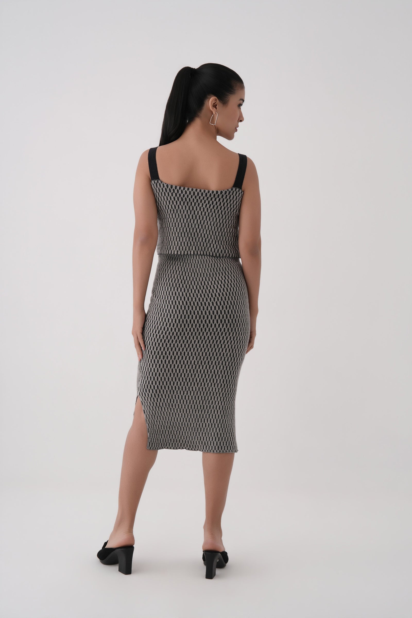Honeycomb Knit Midi Dress 