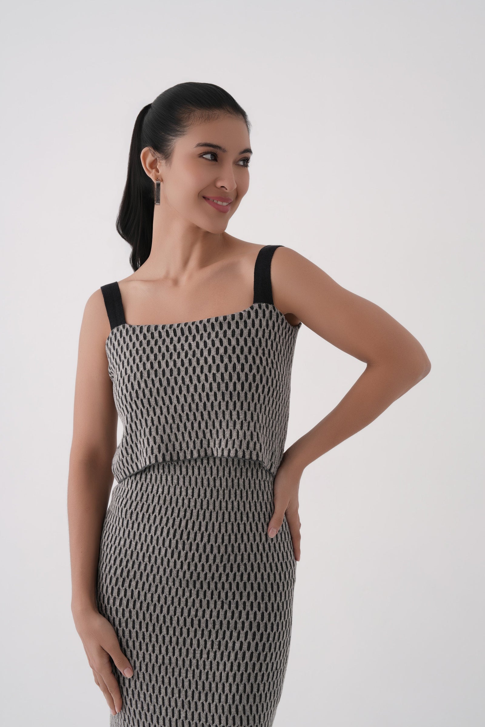 Honeycomb Knit Midi Dress 