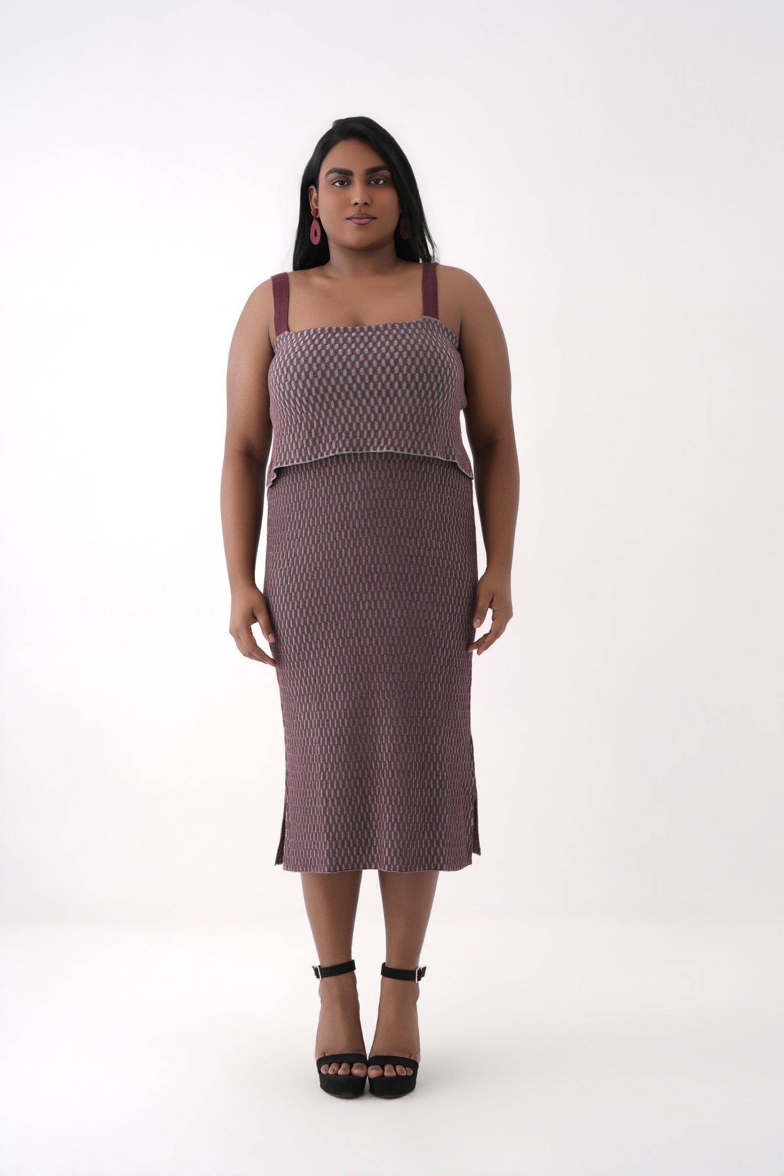 Honeycomb Knit Midi Dress 