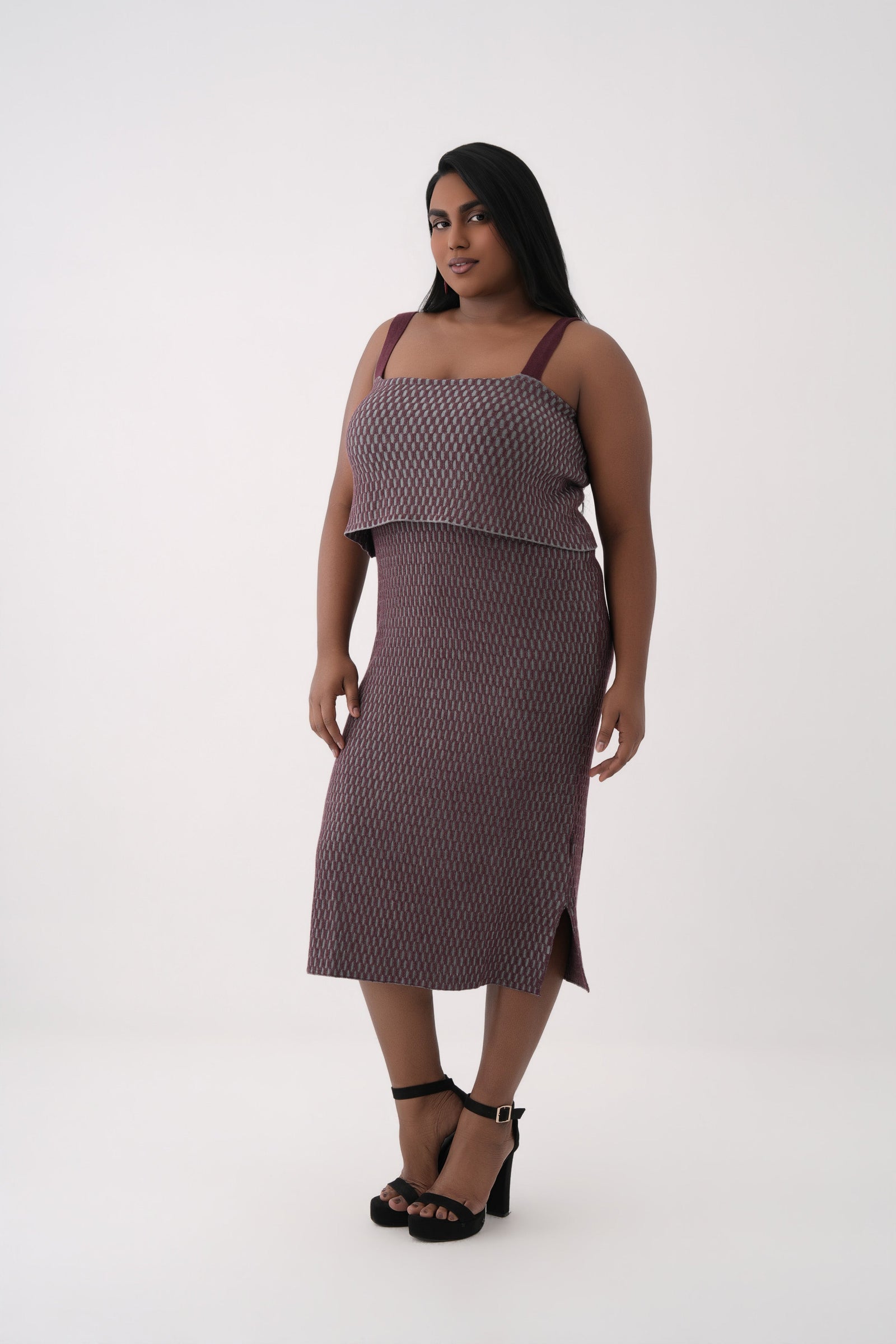 Honeycomb Knit Midi Dress 