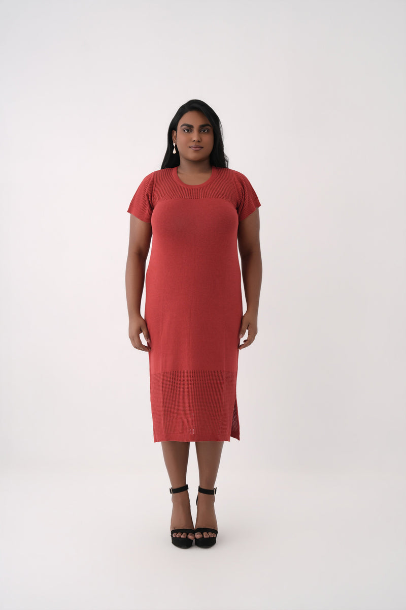 Panelled Knit Mesh Dress