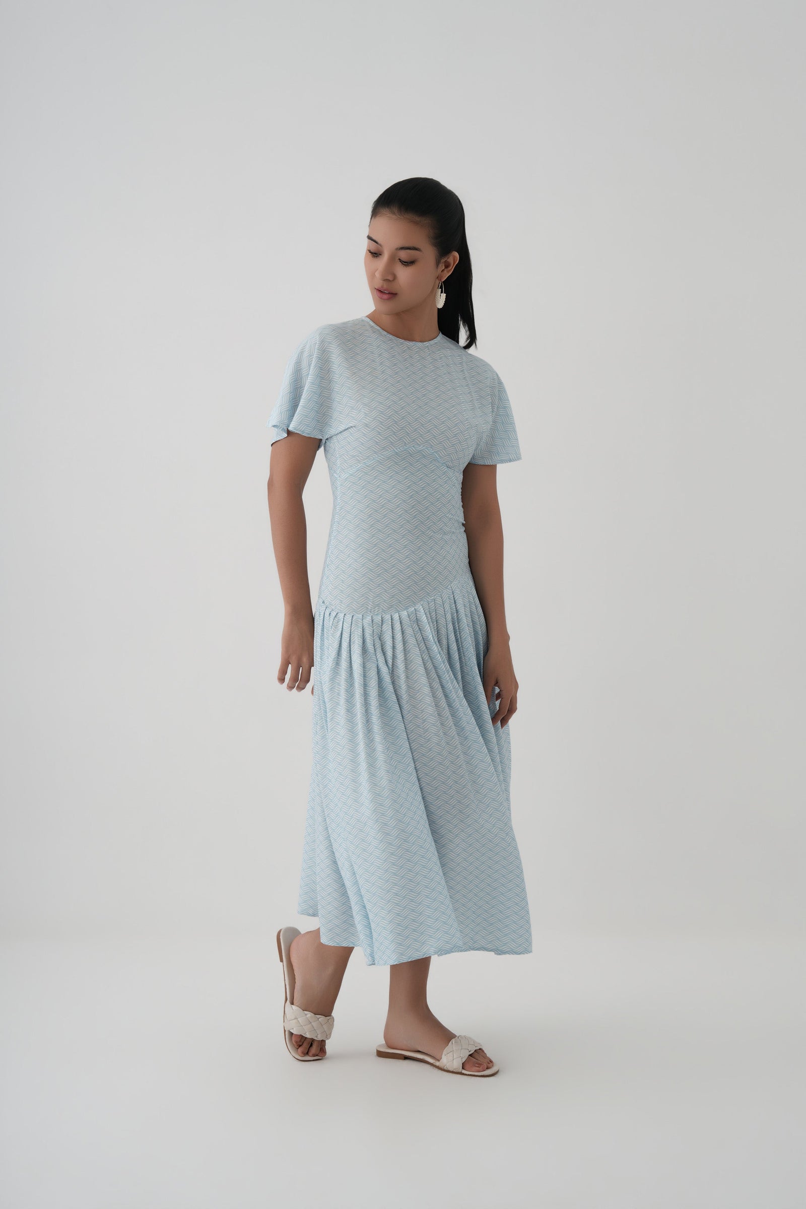 light blue Aqua Ripple Maxi dress For Women 