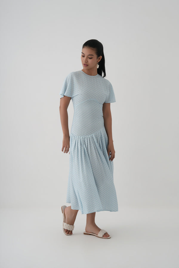 light blue Aqua Ripple Maxi dress For Women 