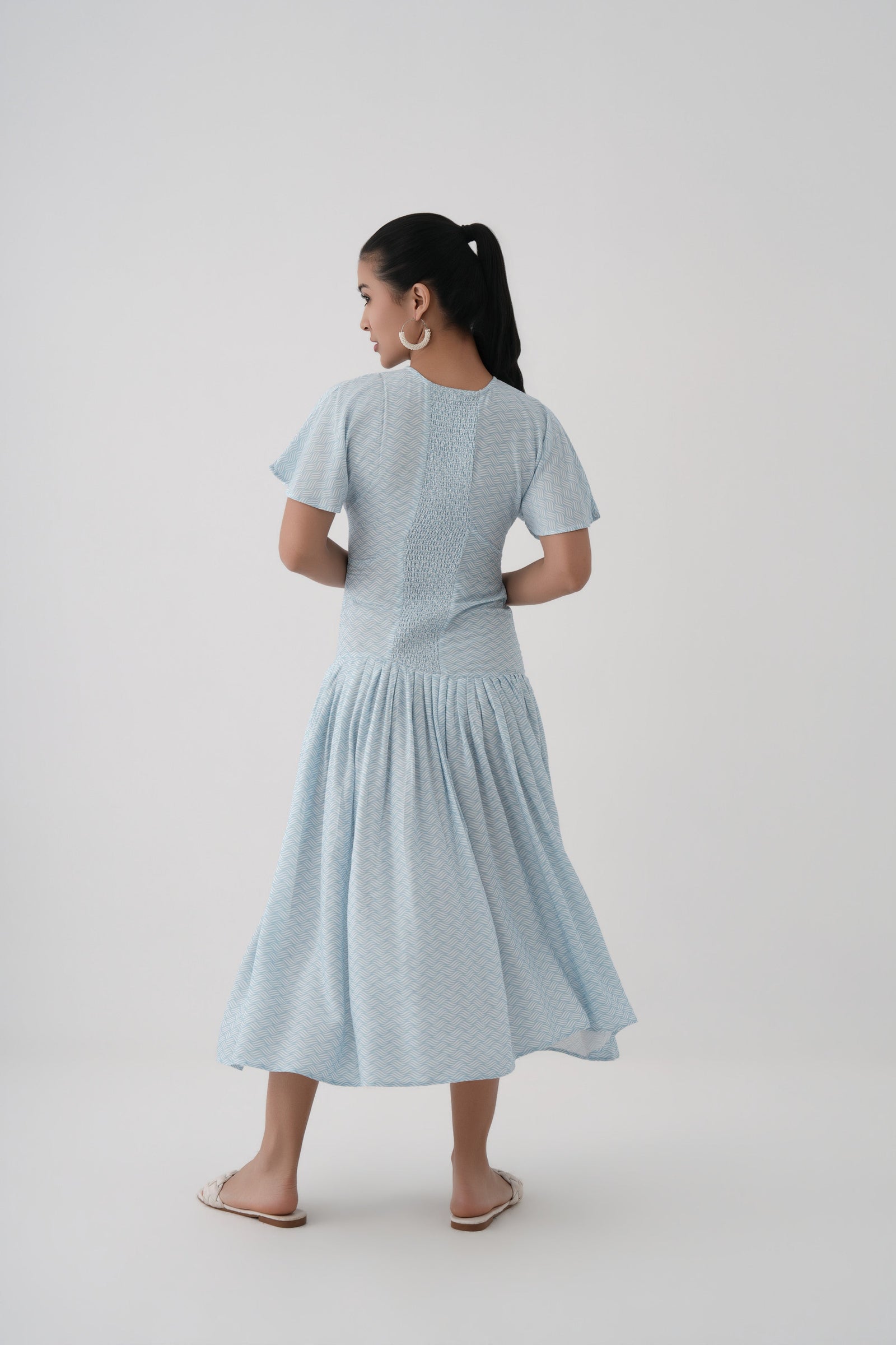 light blue Aqua Ripple Maxi dress For Women 