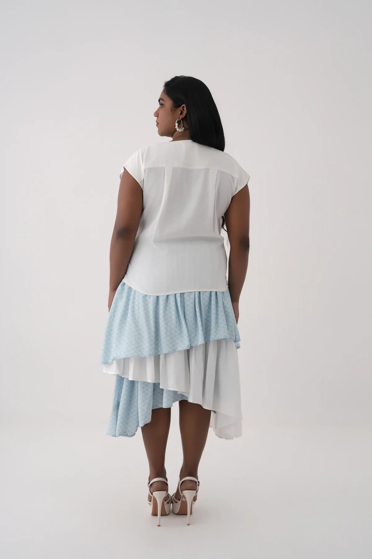 bright white ivory calm v neck side buckle top
