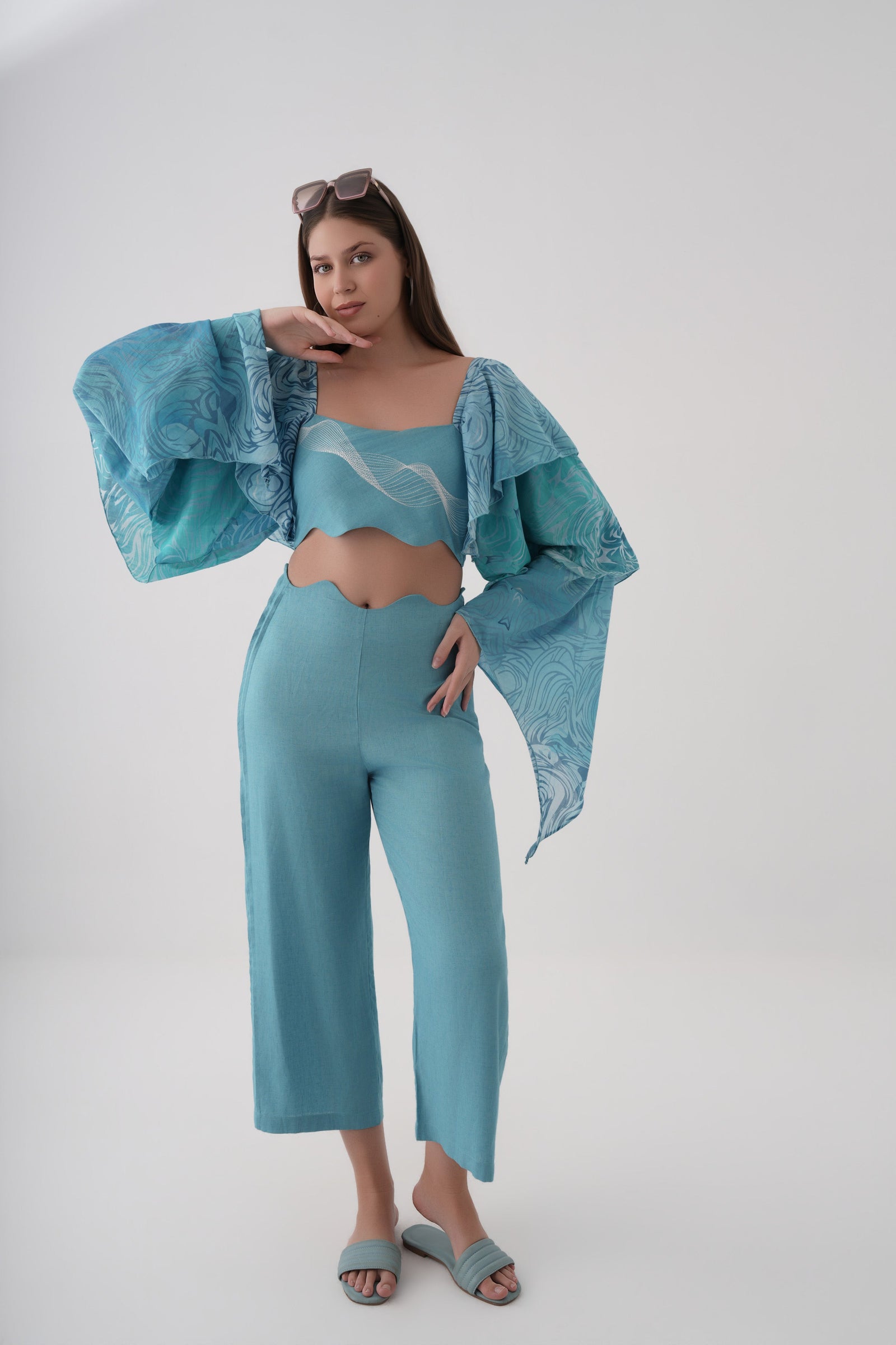 Cascade Co-Ord Set in Muai Blue