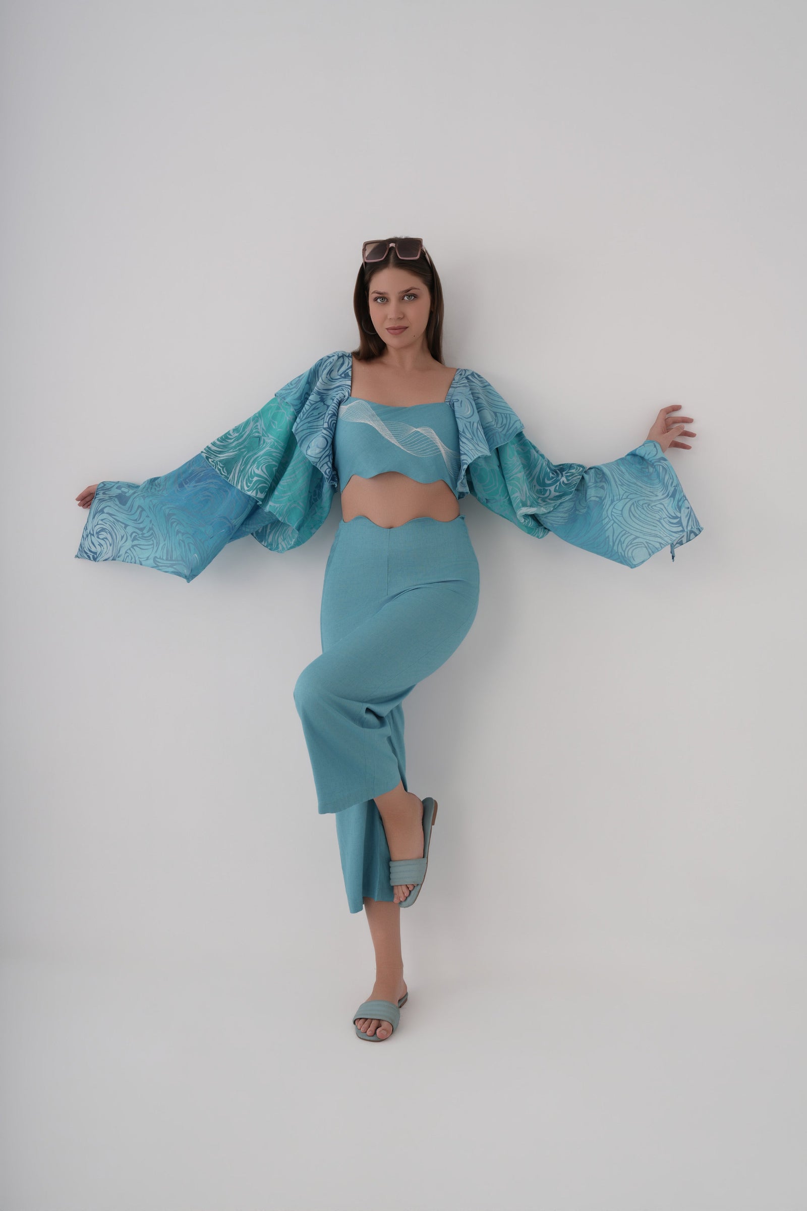 Cascade Co-Ord Set in Muai Blue