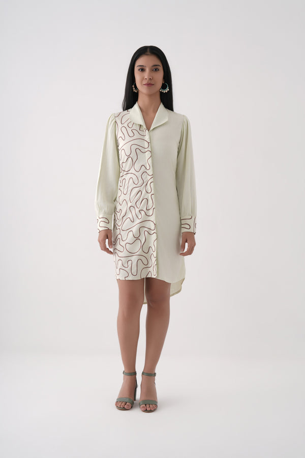 Lime green Embroidered Shirt Dress