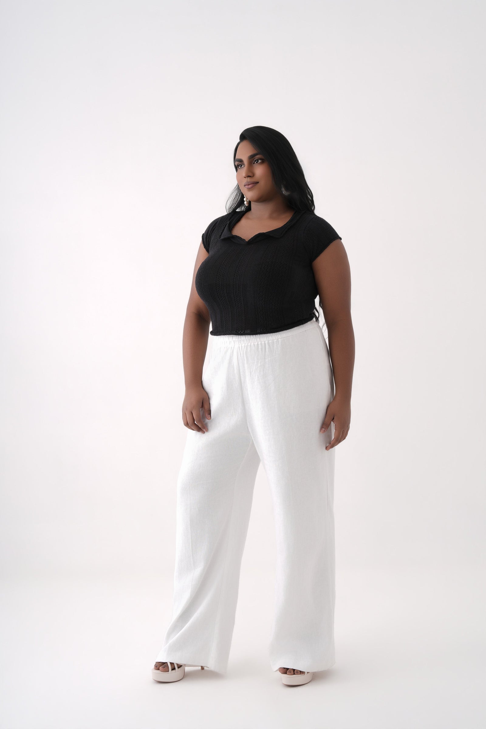black knitted lace top for women 