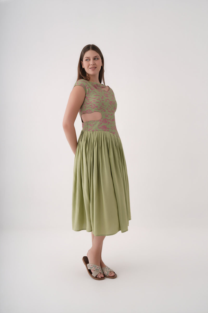 Printed Cut-Out Dress