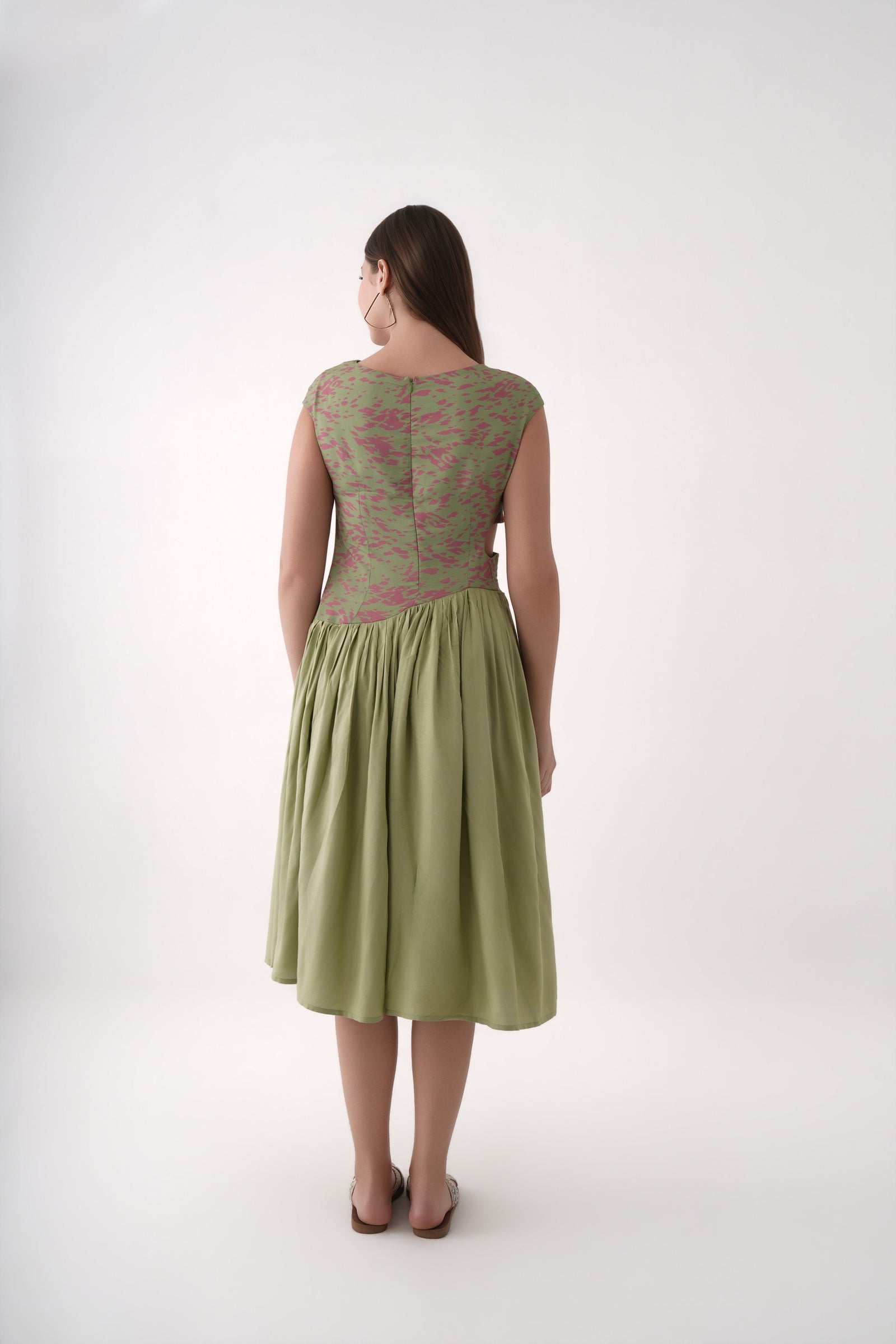 Printed Cut-Out  Midi Dress For Women 