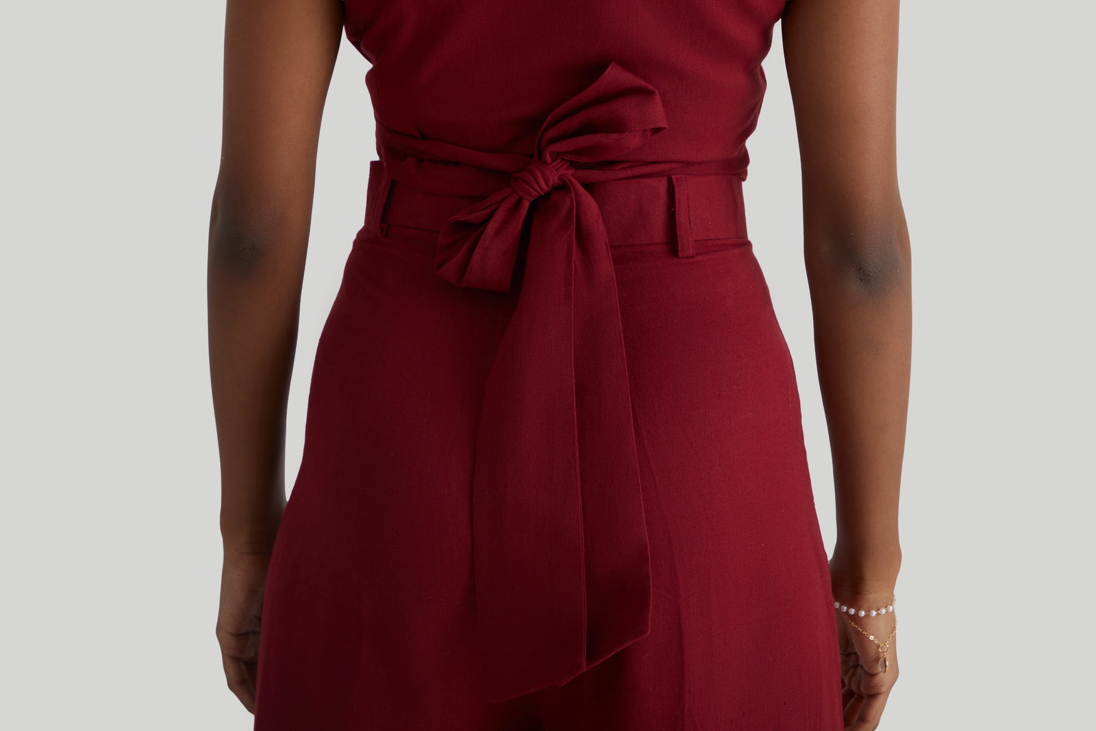 Women  Red Wrap Crop Top and Wide Leg Trouser Co-ord Set 