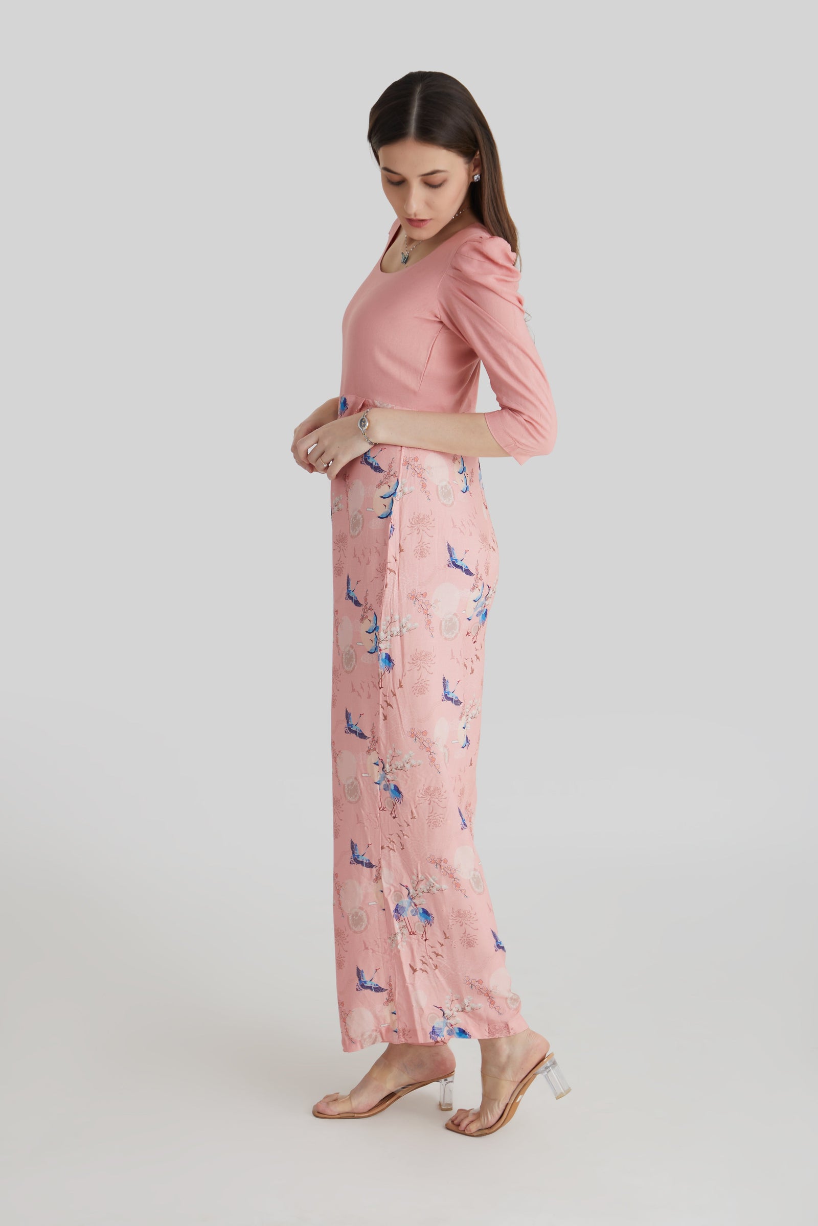 Women Rose Pink Floral Printed Viscose Rayon Jumpsuit