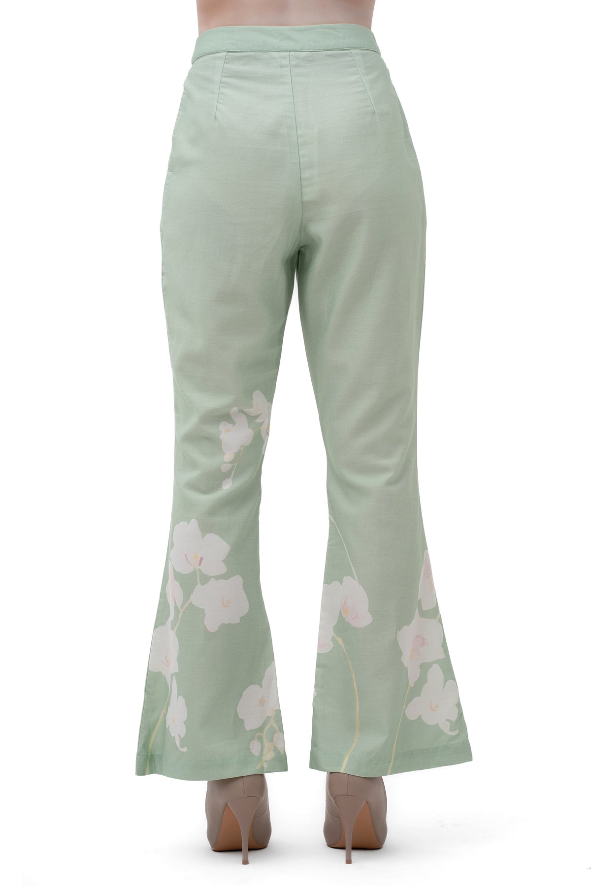 Tailored Bootcut Trousers in Tender Green