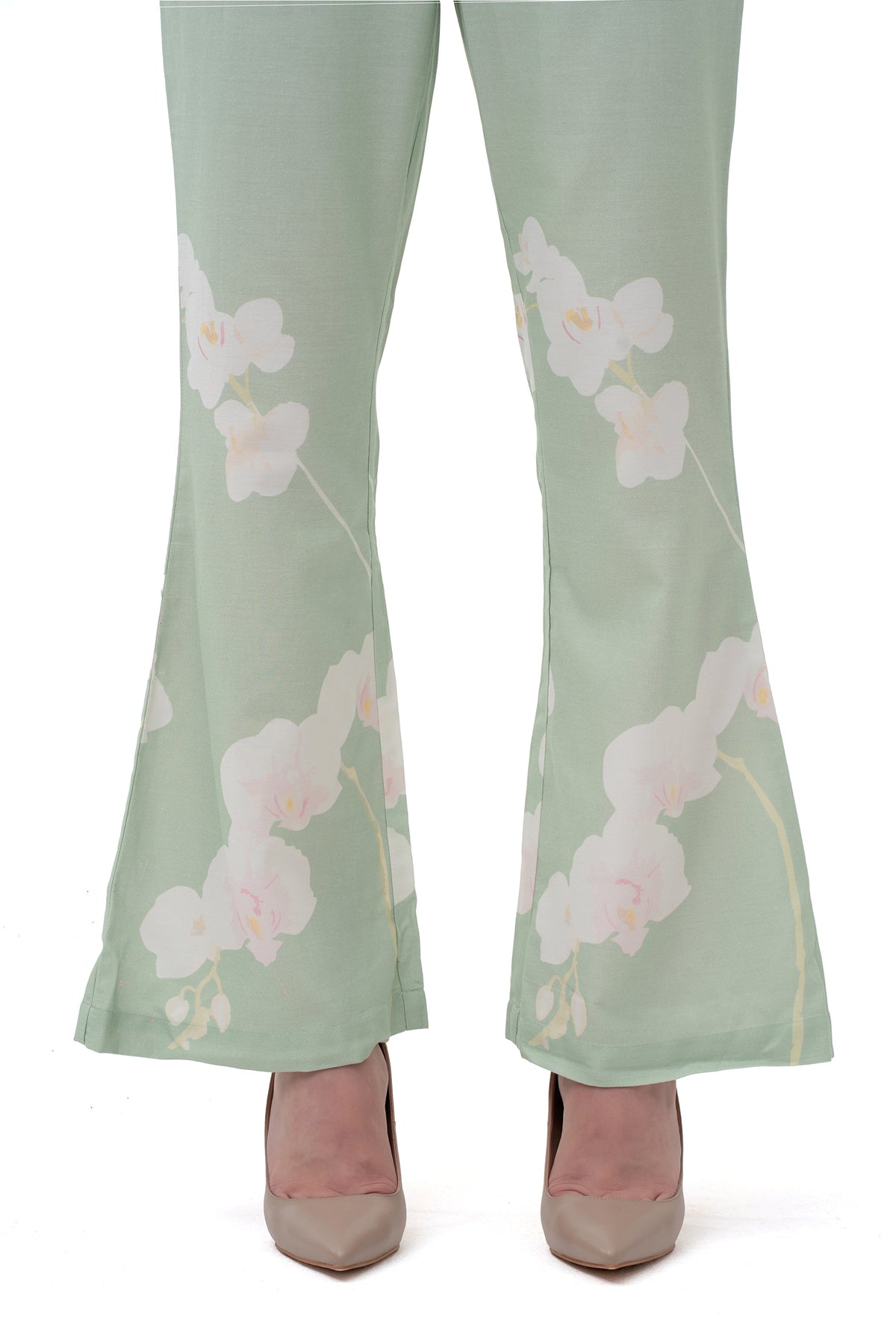 Tailored Bootcut Trousers in Tender Green