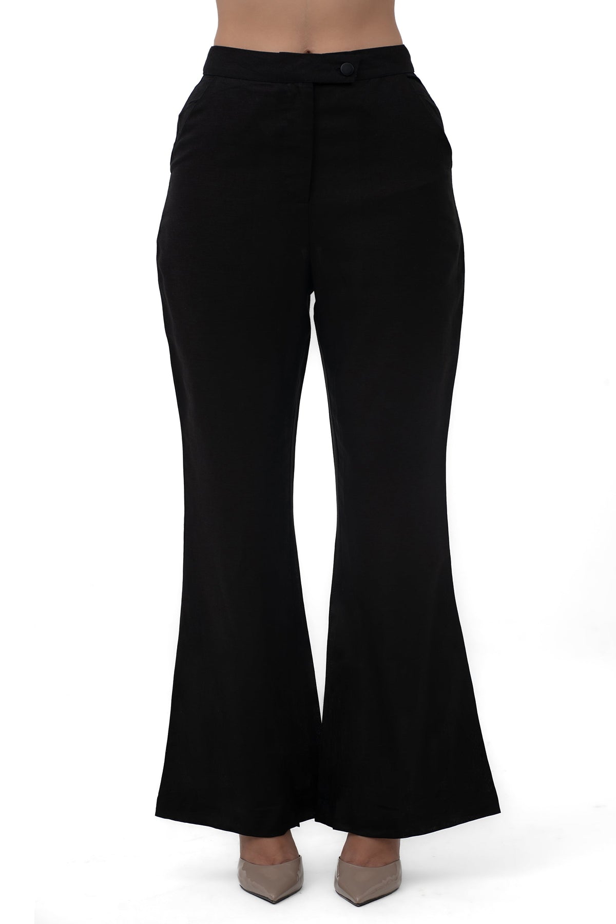 Tailored Bootcut Trousers in Black Beauty