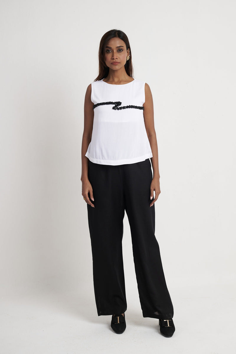 Beaded Embroidered Sleeveless Top