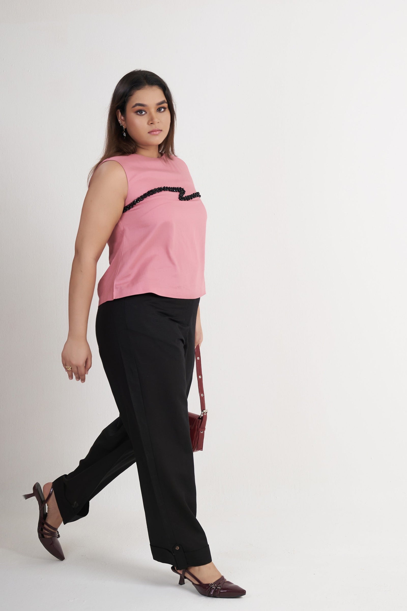 Beaded Embroidered Sleeveless Top