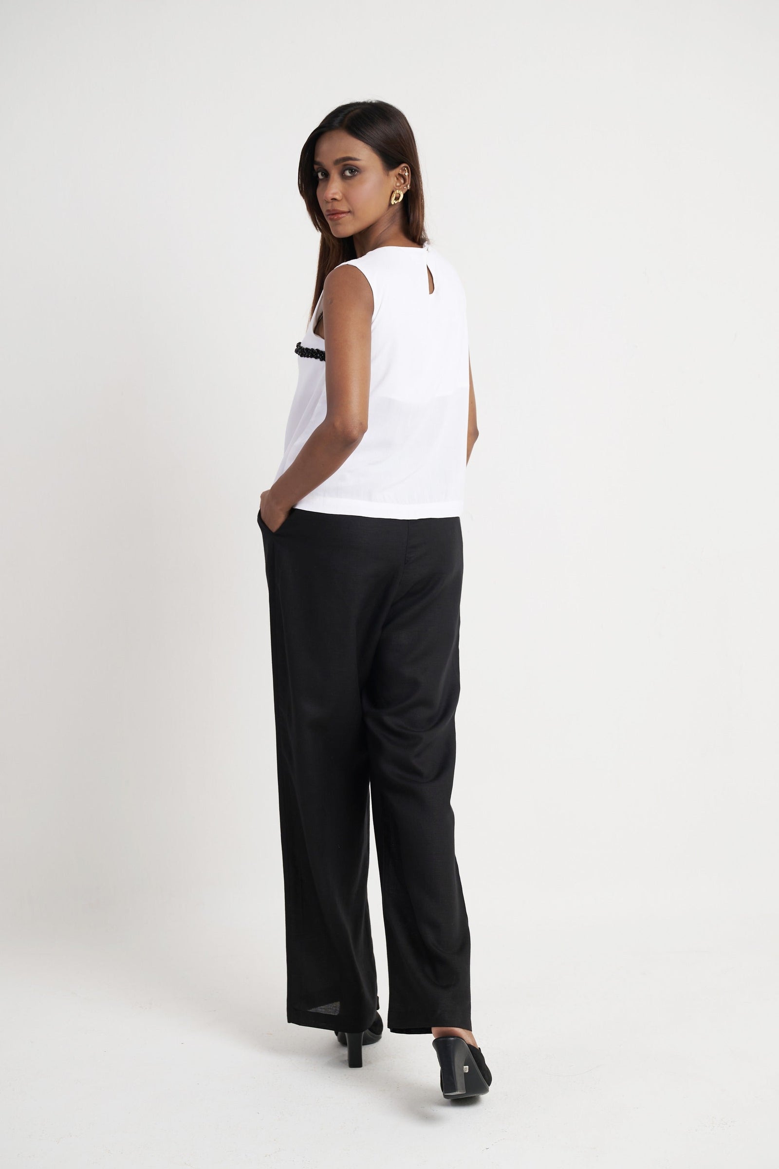 Beaded Embroidered Sleeveless Top
